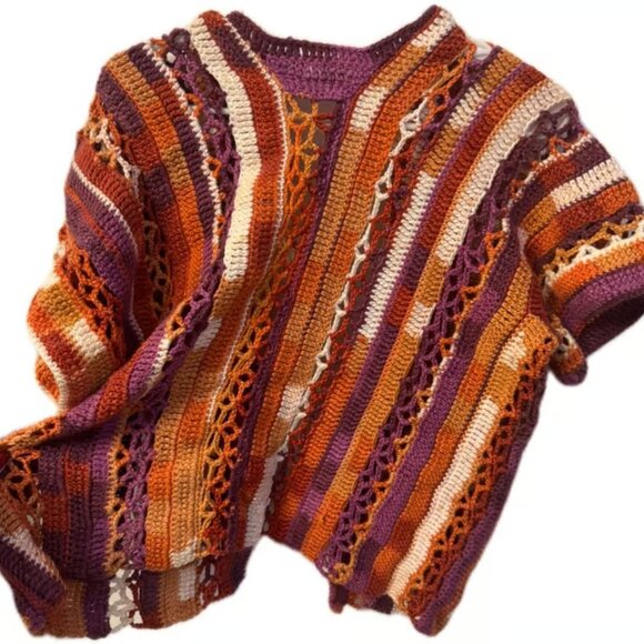 Handmade Crocheted Open Front Cardigan - Picture 3 of 3